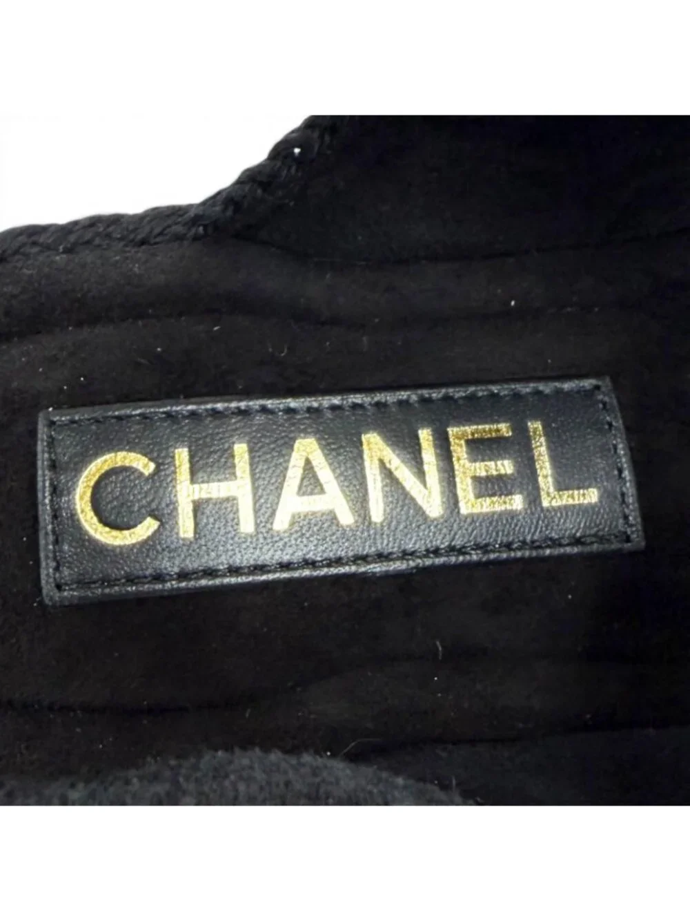 Chanel Suede Leather CC Logo Velcro Knit Sandals Black